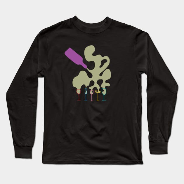 Pouring Wine Long Sleeve T-Shirt by Loukritia357